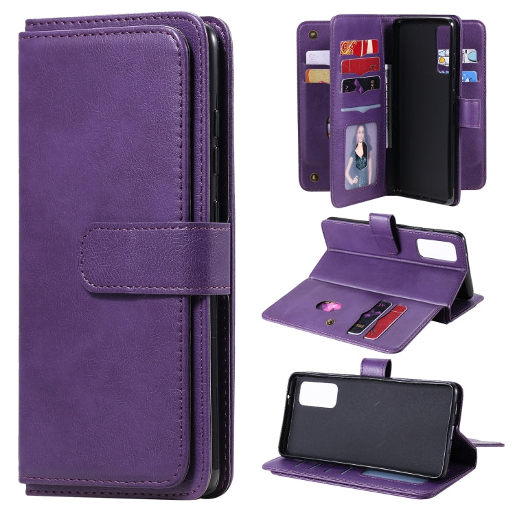 For Samsung Galaxy S20 FE 5G Multifunctional Magnetic Copper Buckle Horizontal Flip Solid Color Leather Case with 10 Card Slots & Wallet & Holder & Photo Frame