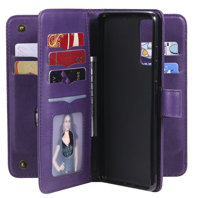 For Samsung Galaxy S20 FE 5G Multifunctional Magnetic Copper Buckle Horizontal Flip Solid Color Leather Case with 10 Card Slots & Wallet & Holder & Photo Frame