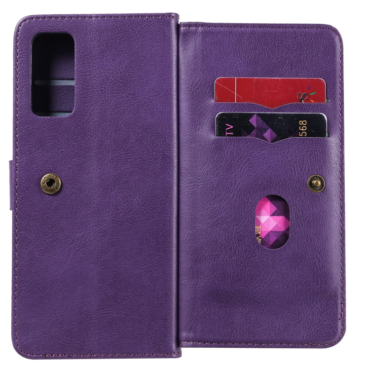 For Samsung Galaxy S20 FE 5G Multifunctional Magnetic Copper Buckle Horizontal Flip Solid Color Leather Case with 10 Card Slots & Wallet & Holder & Photo Frame