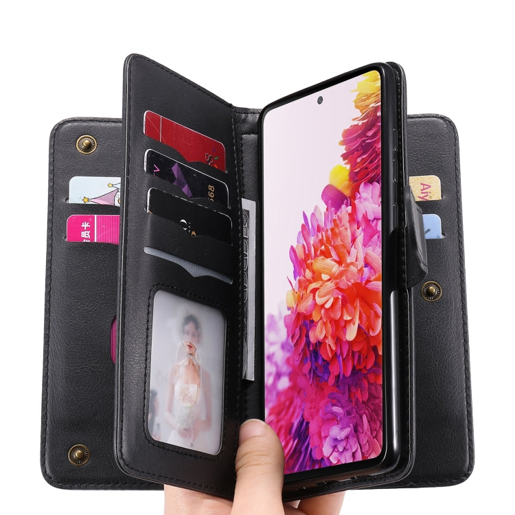 For Samsung Galaxy S20 FE 5G Multifunctional Magnetic Copper Buckle Horizontal Flip Solid Color Leather Case with 10 Card Slots & Wallet & Holder & Photo Frame