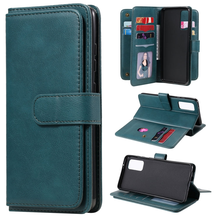 For Samsung Galaxy S20 FE 5G Multifunctional Magnetic Copper Buckle Horizontal Flip Solid Color Leather Case with 10 Card Slots & Wallet & Holder & Photo Frame