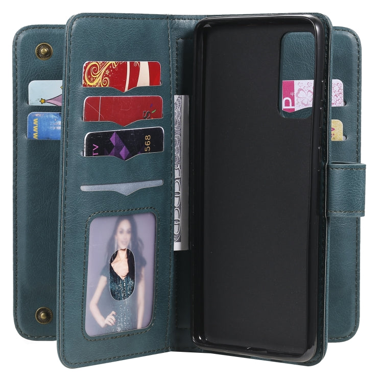 For Samsung Galaxy S20 FE 5G Multifunctional Magnetic Copper Buckle Horizontal Flip Solid Color Leather Case with 10 Card Slots & Wallet & Holder & Photo Frame