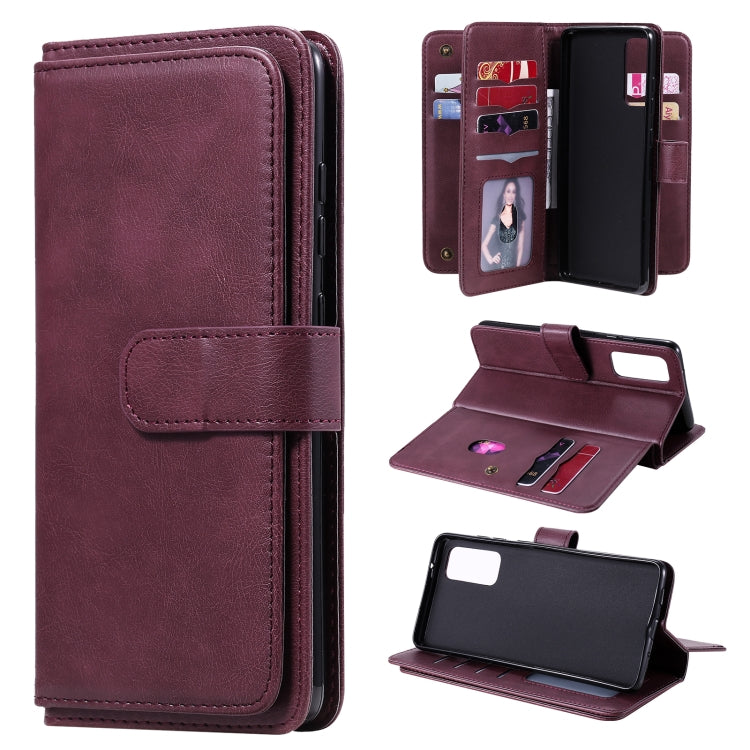 For Samsung Galaxy S20 FE 5G Multifunctional Magnetic Copper Buckle Horizontal Flip Solid Color Leather Case with 10 Card Slots & Wallet & Holder & Photo Frame