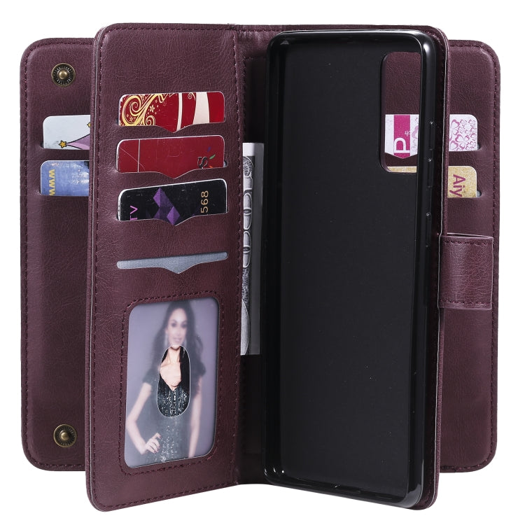 For Samsung Galaxy S20 FE 5G Multifunctional Magnetic Copper Buckle Horizontal Flip Solid Color Leather Case with 10 Card Slots & Wallet & Holder & Photo Frame
