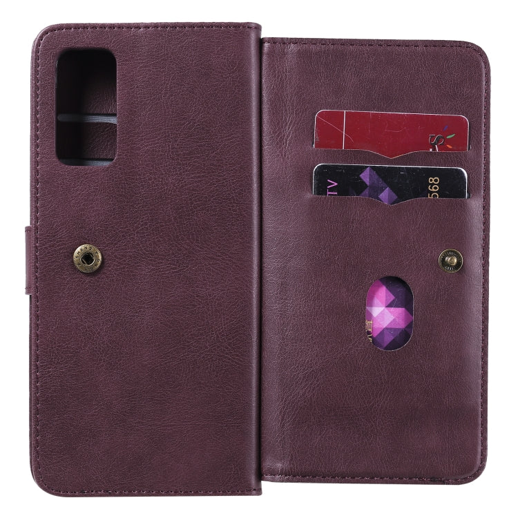 For Samsung Galaxy S20 FE 5G Multifunctional Magnetic Copper Buckle Horizontal Flip Solid Color Leather Case with 10 Card Slots & Wallet & Holder & Photo Frame
