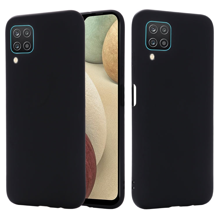 For Samsung Galaxy A12 Pure Color Liquid Silicone Shockproof Full Coverage Case