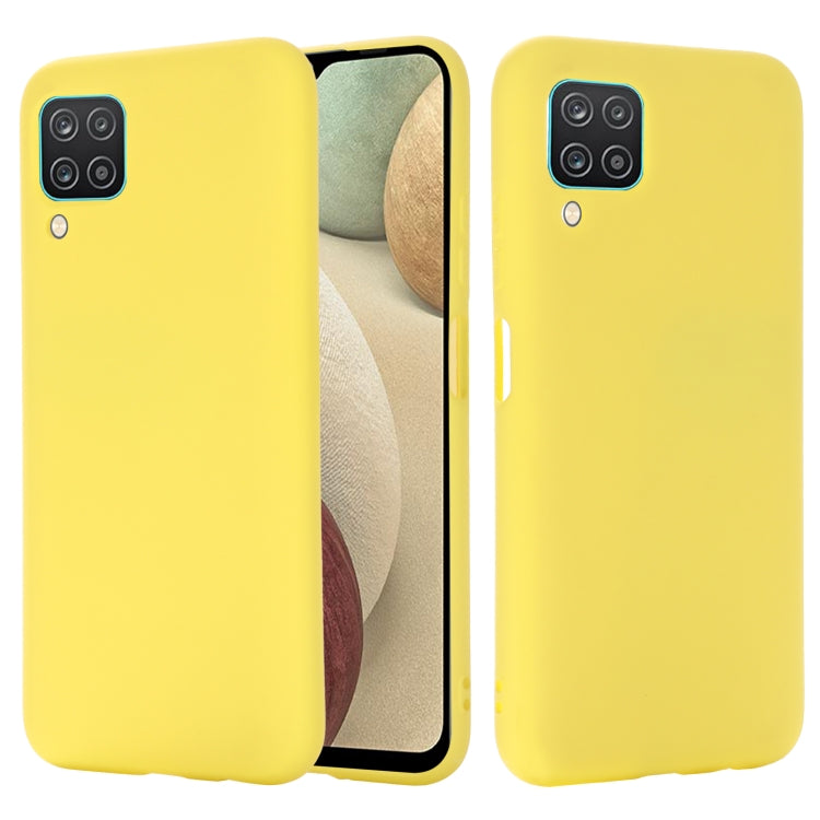 For Samsung Galaxy A12 Pure Color Liquid Silicone Shockproof Full Coverage Case