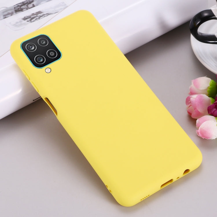 For Samsung Galaxy A12 Pure Color Liquid Silicone Shockproof Full Coverage Case