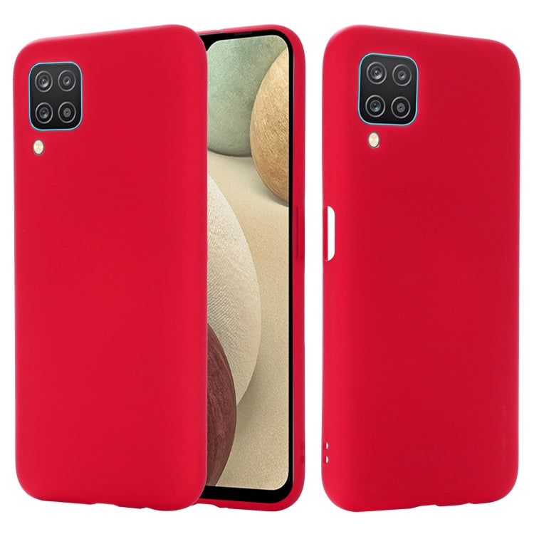 For Samsung Galaxy A12 Pure Color Liquid Silicone Shockproof Full Coverage Case
