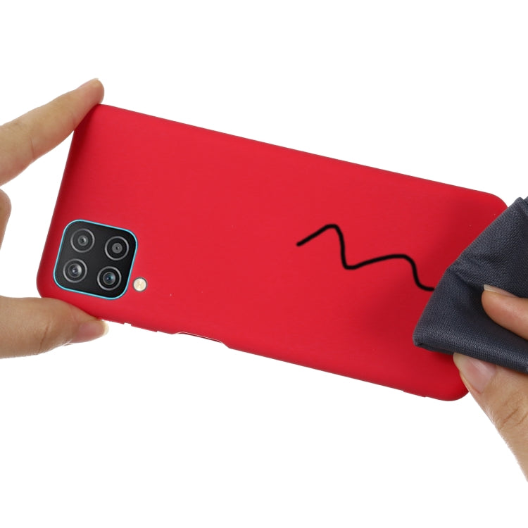 For Samsung Galaxy A12 Pure Color Liquid Silicone Shockproof Full Coverage Case