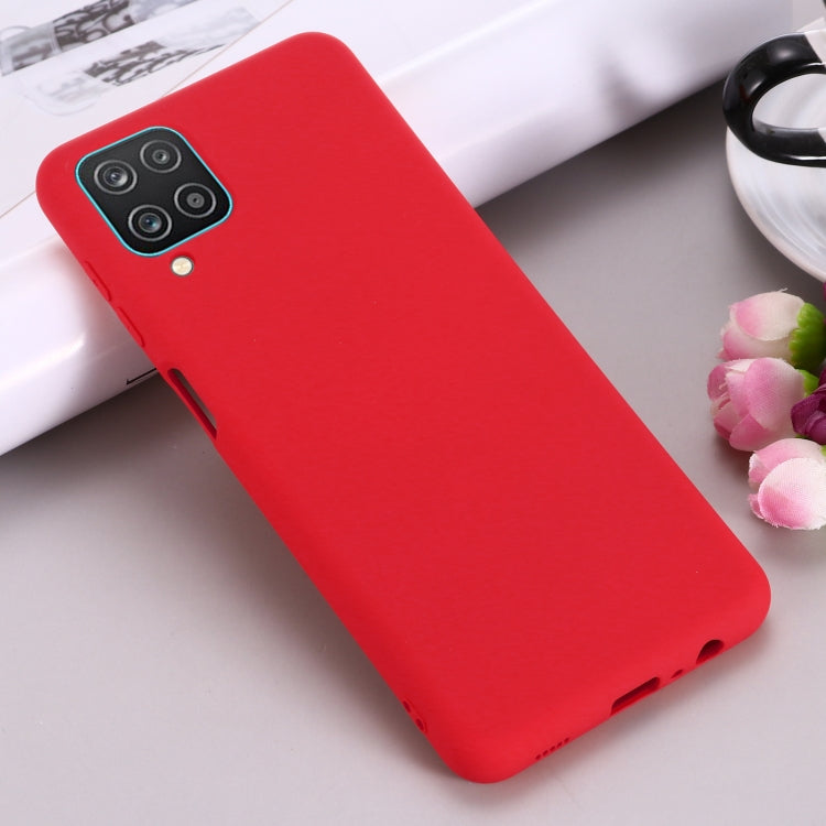 For Samsung Galaxy A12 Pure Color Liquid Silicone Shockproof Full Coverage Case