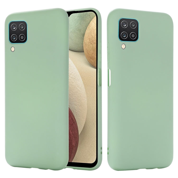 For Samsung Galaxy A12 Pure Color Liquid Silicone Shockproof Full Coverage Case