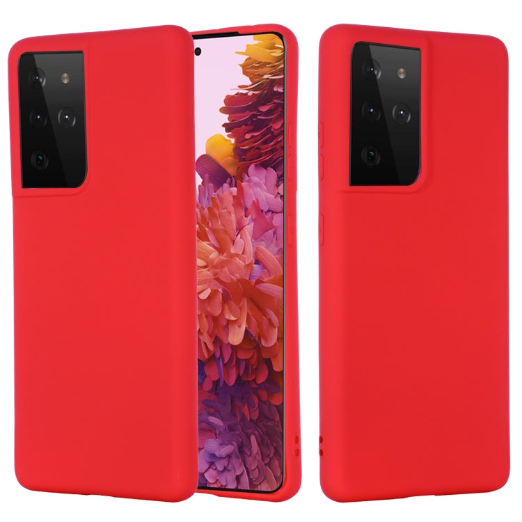For Samsung Galaxy S21 Ultra 5G Pure Color Liquid Silicone Shockproof Full Coverage Case