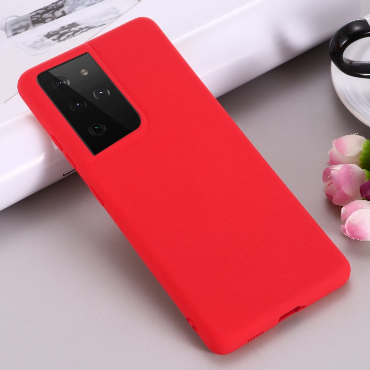 For Samsung Galaxy S21 Ultra 5G Pure Color Liquid Silicone Shockproof Full Coverage Case