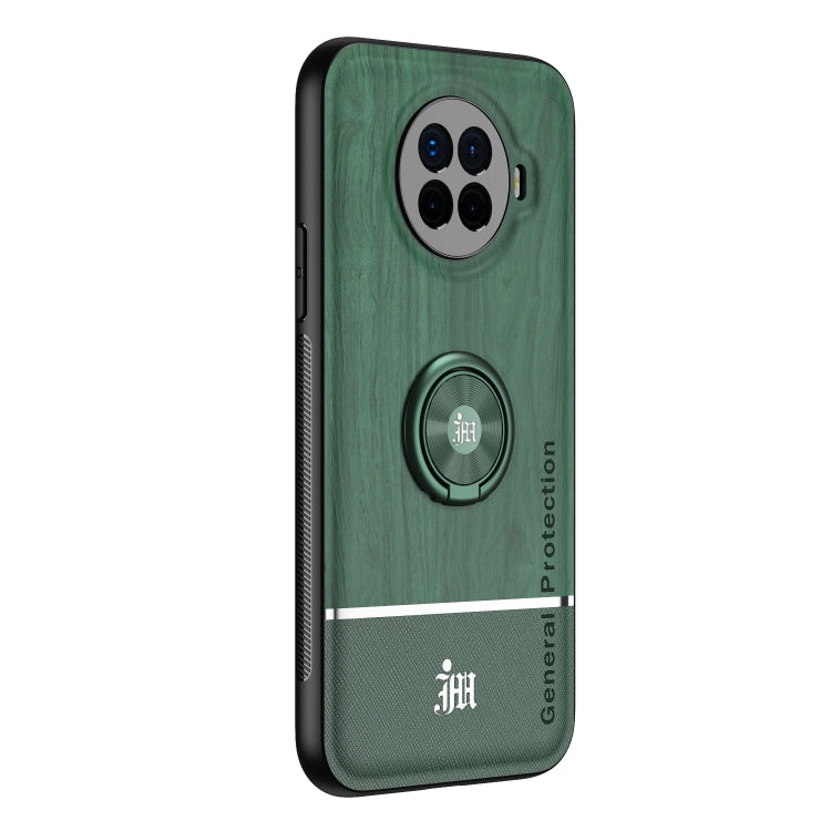 For OPPO Ace2 Wood Grain PC + TPU Shockproof Protective Case with Ring Holder