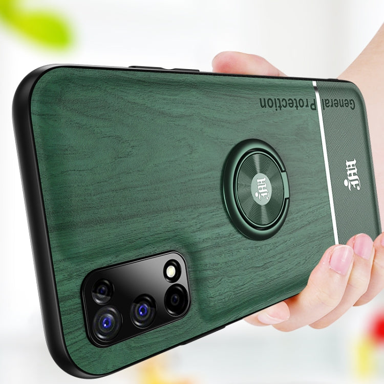 For OPPO Realme V5 5G Wood Grain PC + TPU Shockproof Protective Case with Ring Holder