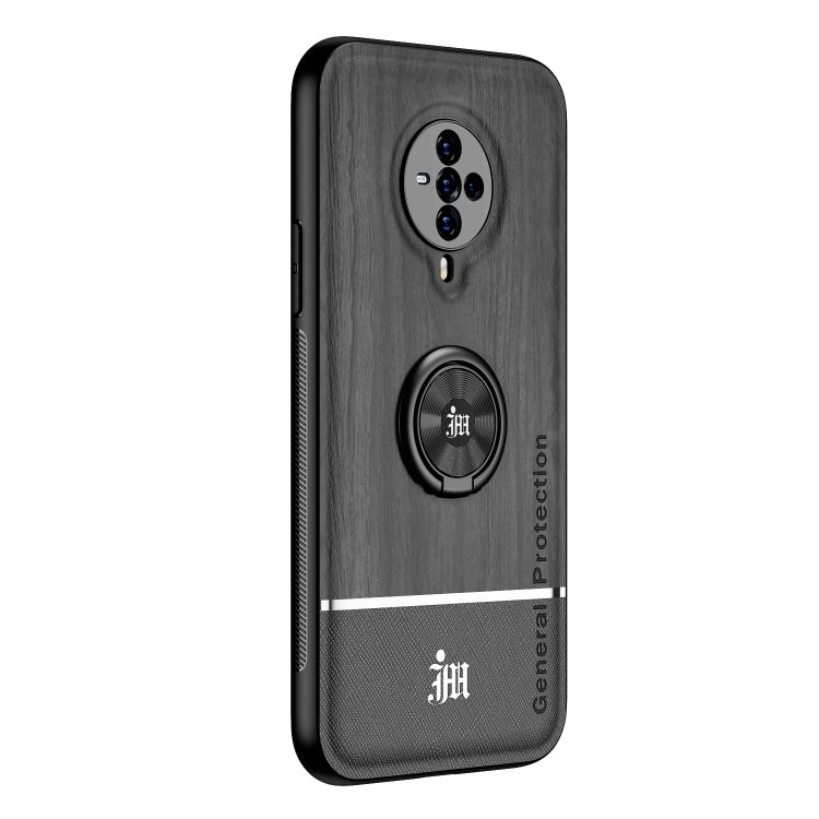 For vivo S6 Wood Grain PC + TPU Shockproof Protective Case with Ring Holder