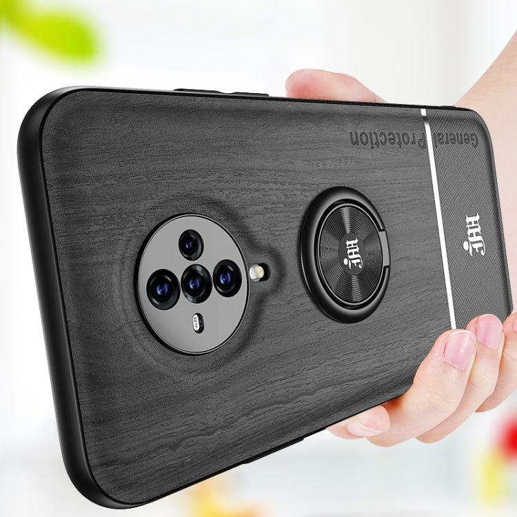For vivo S6 Wood Grain PC + TPU Shockproof Protective Case with Ring Holder