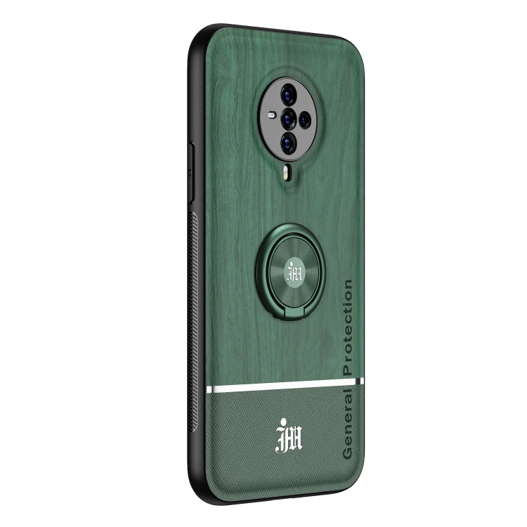 For vivo S6 Wood Grain PC + TPU Shockproof Protective Case with Ring Holder