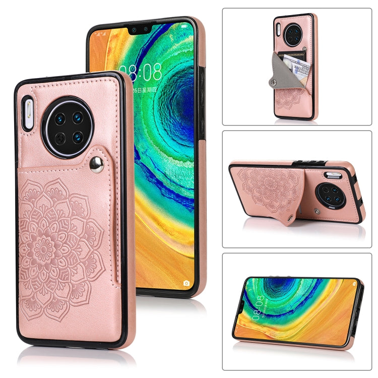 For Huawei Mate 30 Pro Embossed Pattern PU + TPU Protective Case with Holder & Wallet & Card Slots