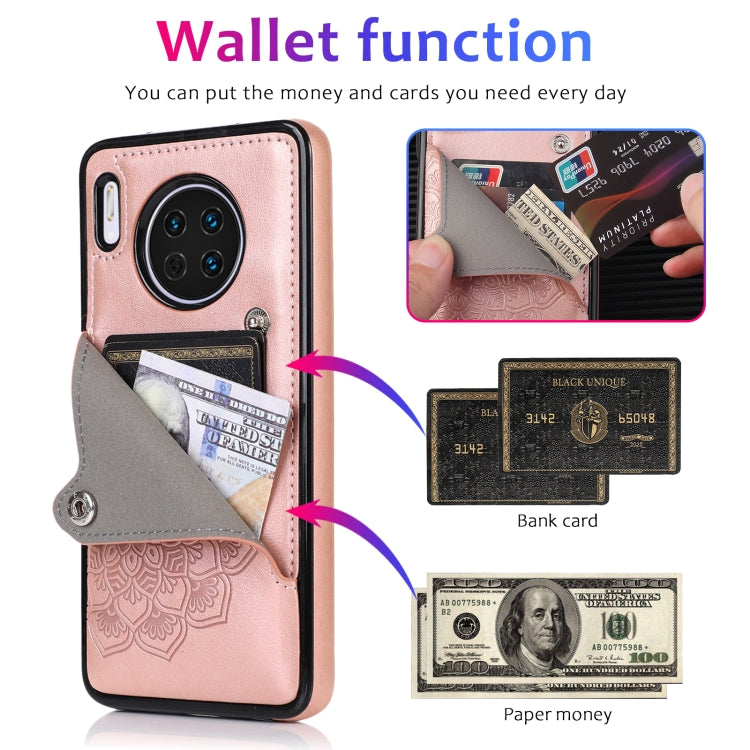 For Huawei Mate 30 Pro Embossed Pattern PU + TPU Protective Case with Holder & Wallet & Card Slots