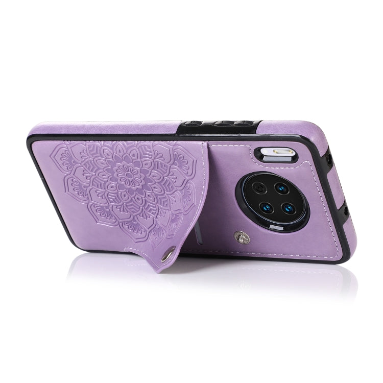 For Huawei Mate 30 Pro Embossed Pattern PU + TPU Protective Case with Holder & Wallet & Card Slots