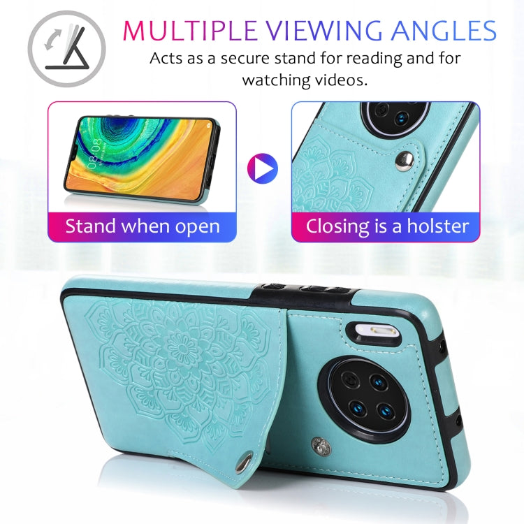 For Huawei Mate 30 Pro Embossed Pattern PU + TPU Protective Case with Holder & Wallet & Card Slots