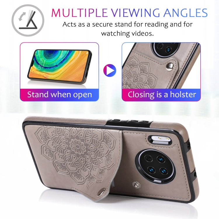 For Huawei Mate 30 Pro Embossed Pattern PU + TPU Protective Case with Holder & Wallet & Card Slots