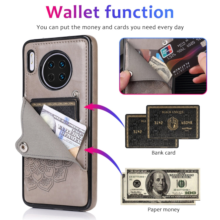 For Huawei Mate 30 Pro Embossed Pattern PU + TPU Protective Case with Holder & Wallet & Card Slots