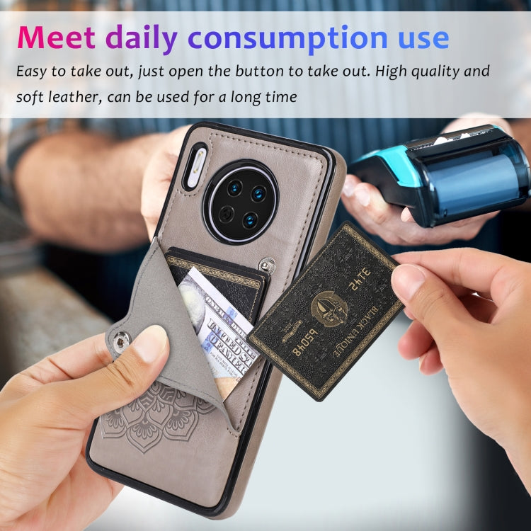 For Huawei Mate 30 Pro Embossed Pattern PU + TPU Protective Case with Holder & Wallet & Card Slots