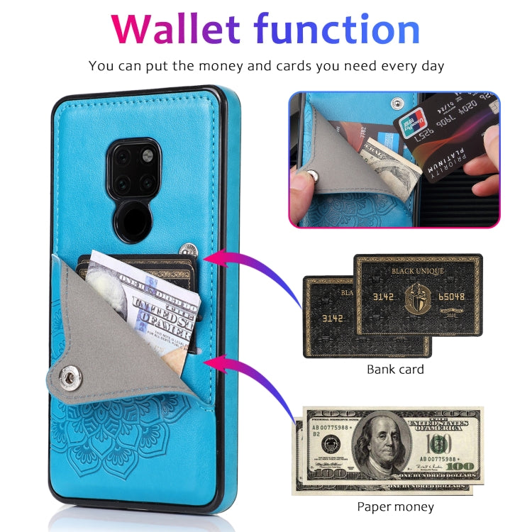 For Huawei Mate 20 Embossed Pattern PU + TPU Protective Case with Holder & Wallet & Card Slots