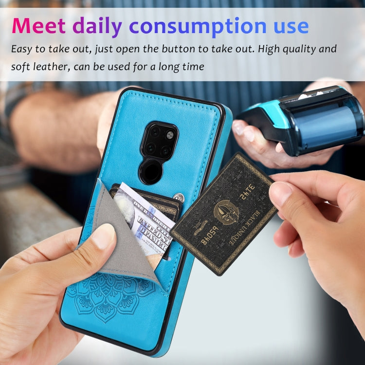 For Huawei Mate 20 Embossed Pattern PU + TPU Protective Case with Holder & Wallet & Card Slots
