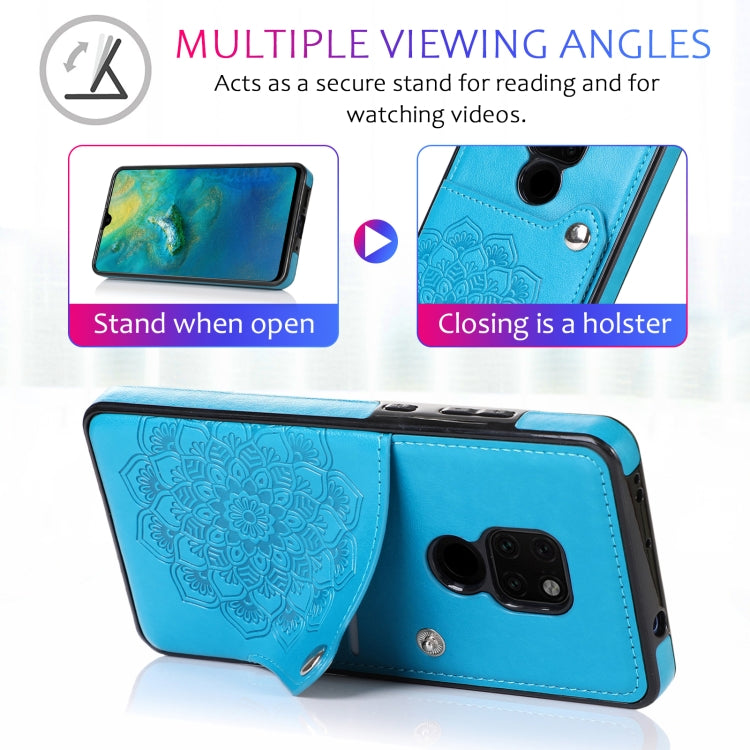 For Huawei Mate 20 Embossed Pattern PU + TPU Protective Case with Holder & Wallet & Card Slots