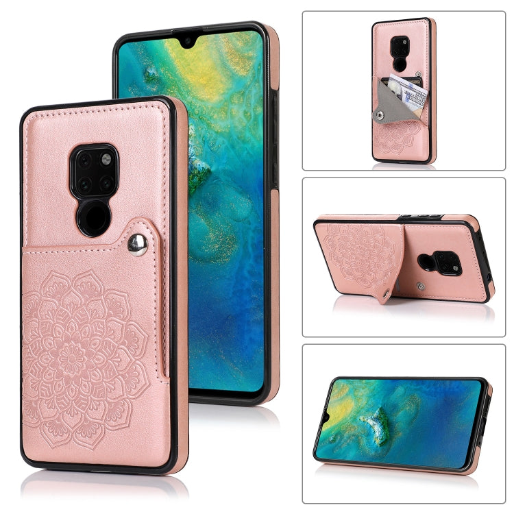 For Huawei Mate 20 Embossed Pattern PU + TPU Protective Case with Holder & Wallet & Card Slots