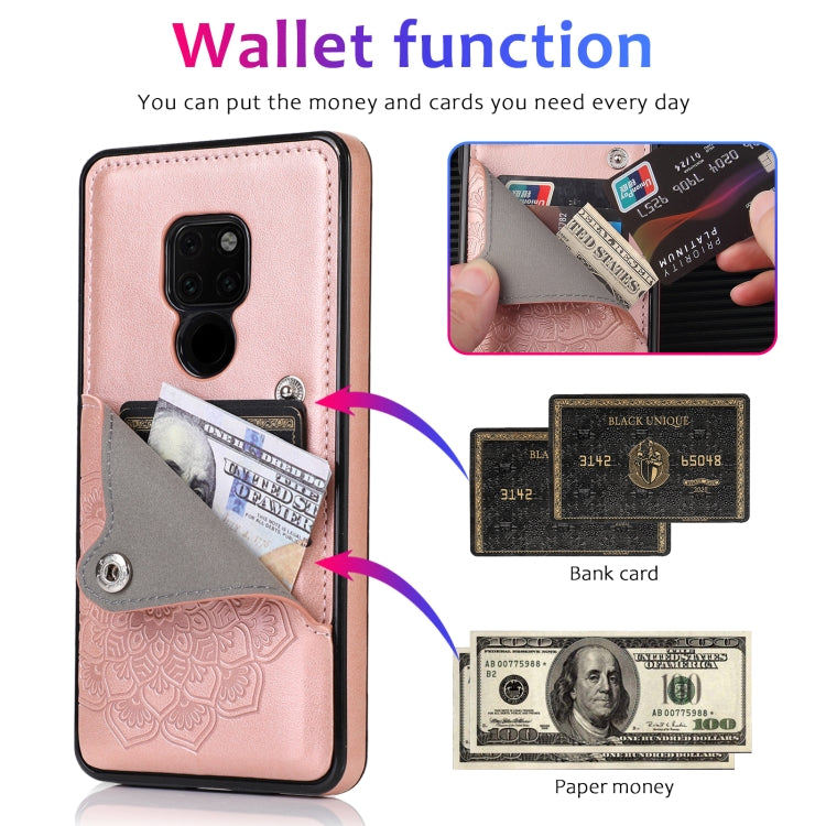 For Huawei Mate 20 Embossed Pattern PU + TPU Protective Case with Holder & Wallet & Card Slots