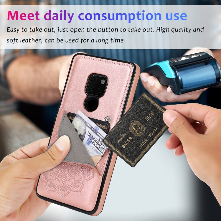 For Huawei Mate 20 Embossed Pattern PU + TPU Protective Case with Holder & Wallet & Card Slots