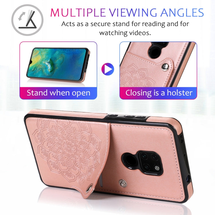 For Huawei Mate 20 Embossed Pattern PU + TPU Protective Case with Holder & Wallet & Card Slots