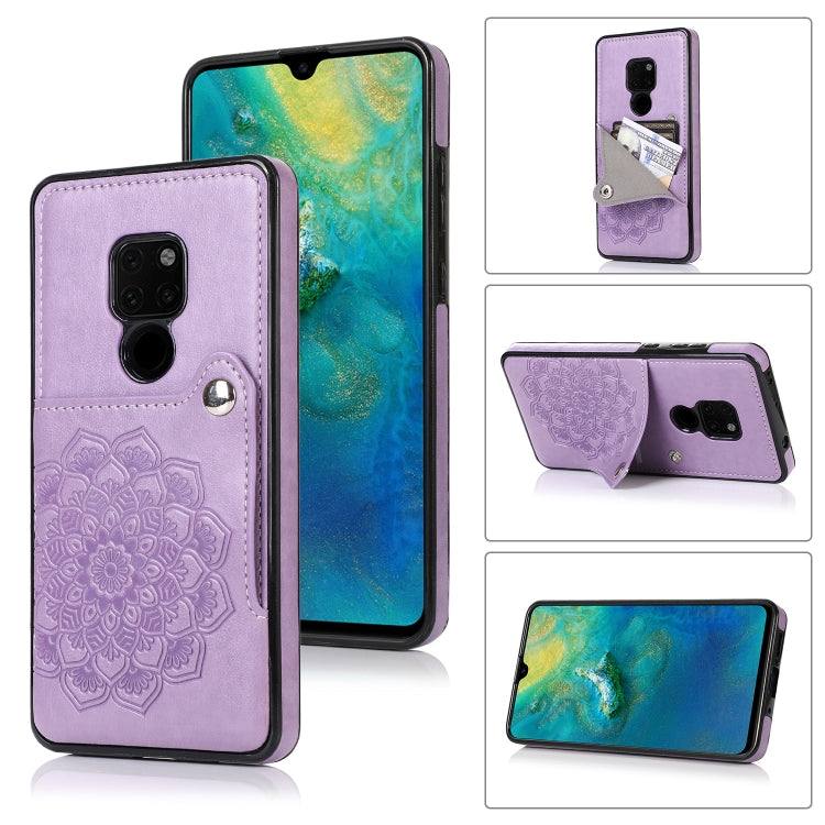 For Huawei Mate 20 Embossed Pattern PU + TPU Protective Case with Holder & Wallet & Card Slots