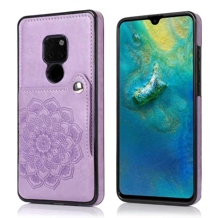 For Huawei Mate 20 Embossed Pattern PU + TPU Protective Case with Holder & Wallet & Card Slots