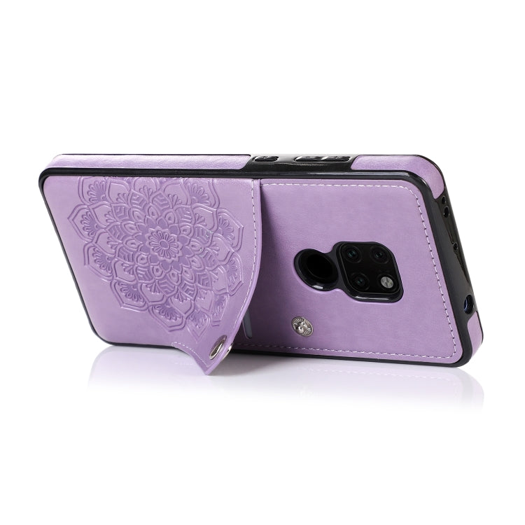 For Huawei Mate 20 Embossed Pattern PU + TPU Protective Case with Holder & Wallet & Card Slots