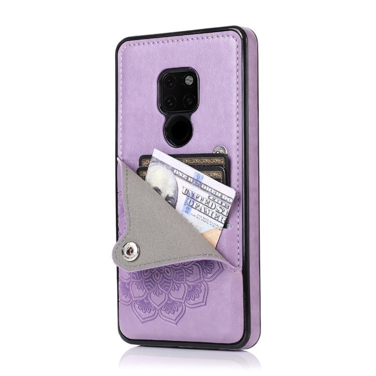 For Huawei Mate 20 Embossed Pattern PU + TPU Protective Case with Holder & Wallet & Card Slots