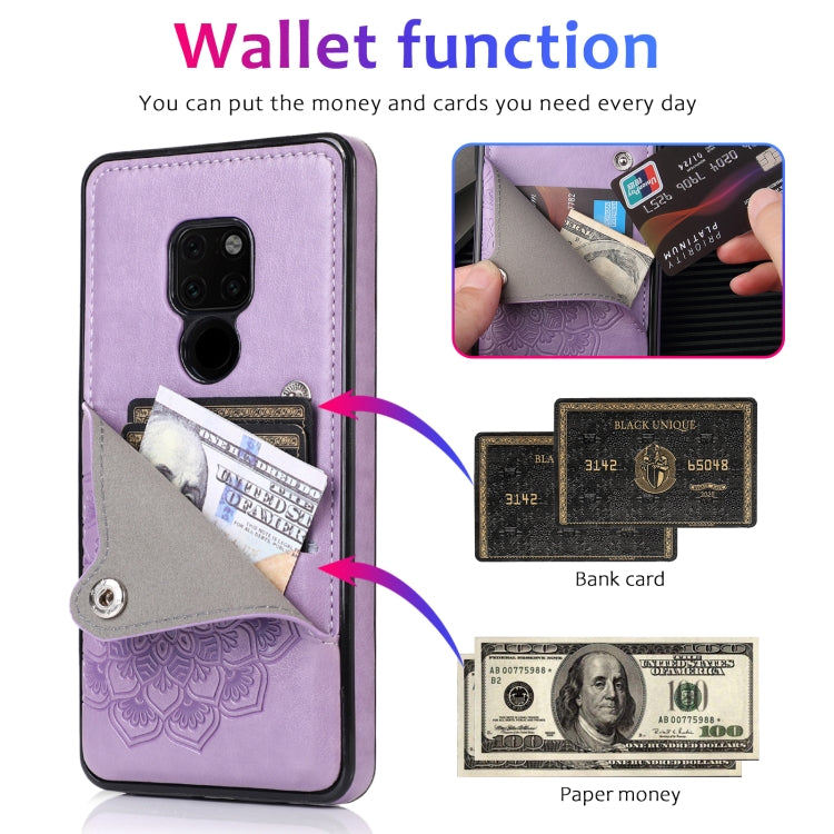 For Huawei Mate 20 Embossed Pattern PU + TPU Protective Case with Holder & Wallet & Card Slots