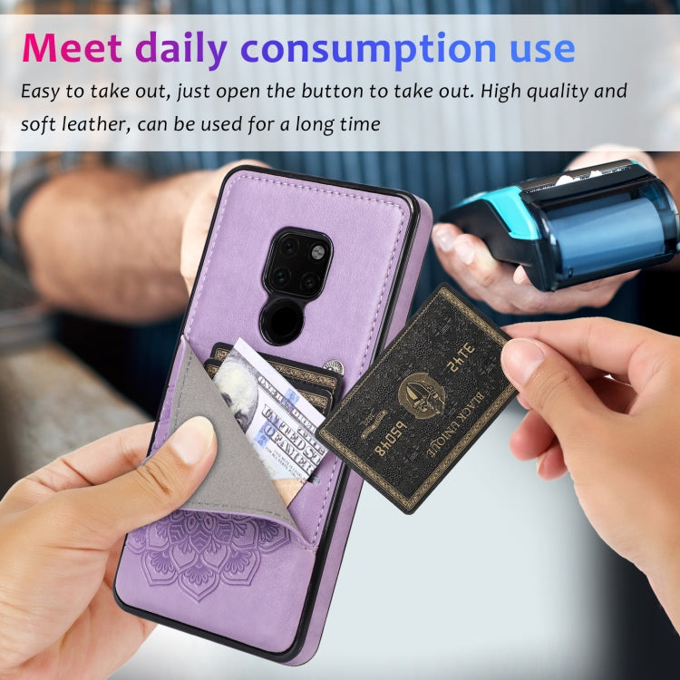 For Huawei Mate 20 Embossed Pattern PU + TPU Protective Case with Holder & Wallet & Card Slots