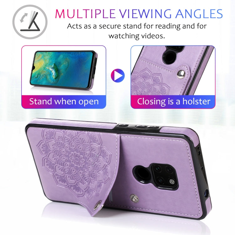 For Huawei Mate 20 Embossed Pattern PU + TPU Protective Case with Holder & Wallet & Card Slots