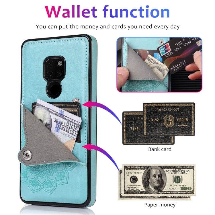 For Huawei Mate 20 Embossed Pattern PU + TPU Protective Case with Holder & Wallet & Card Slots