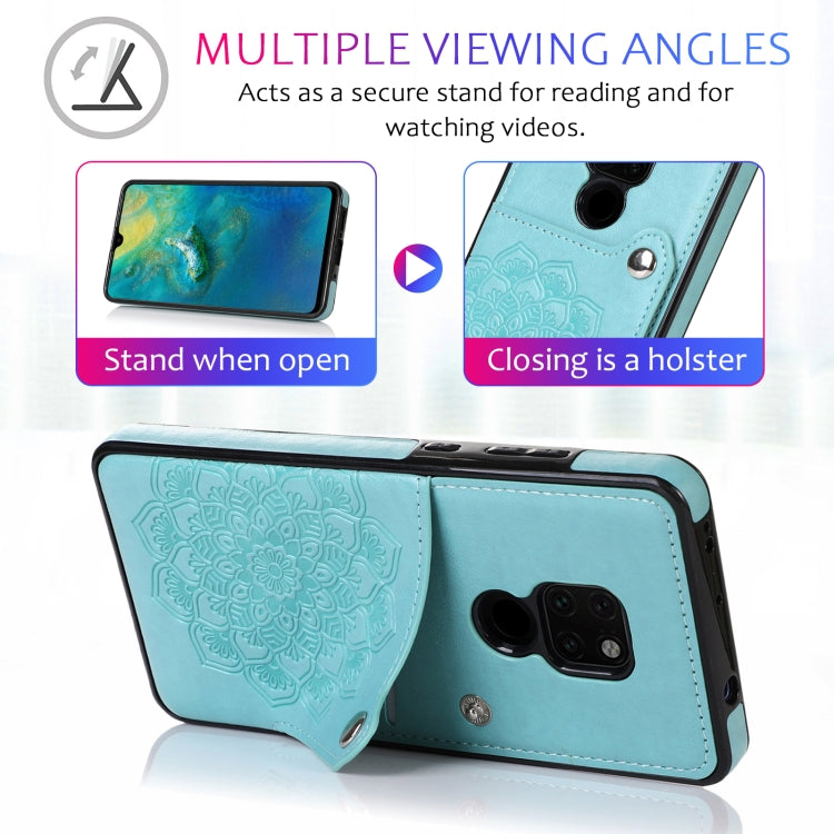 For Huawei Mate 20 Embossed Pattern PU + TPU Protective Case with Holder & Wallet & Card Slots