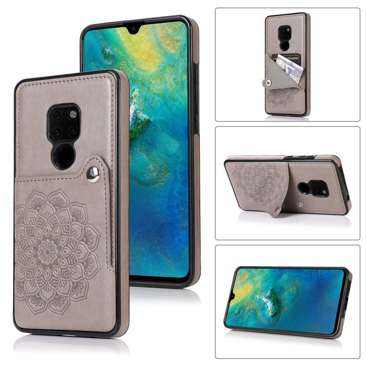 For Huawei Mate 20 Embossed Pattern PU + TPU Protective Case with Holder & Wallet & Card Slots