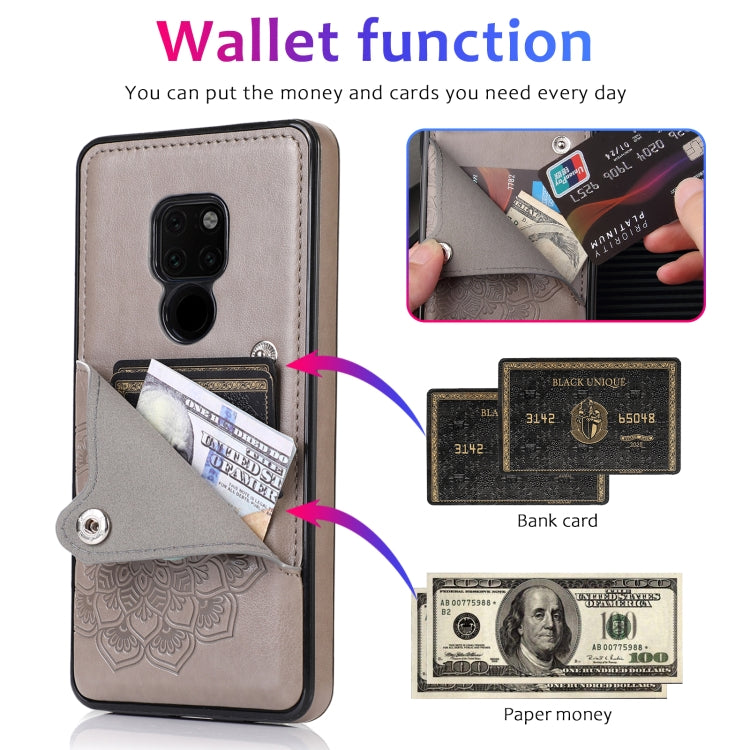 For Huawei Mate 20 Embossed Pattern PU + TPU Protective Case with Holder & Wallet & Card Slots