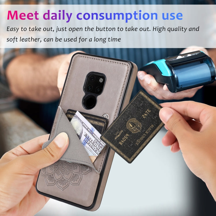 For Huawei Mate 20 Embossed Pattern PU + TPU Protective Case with Holder & Wallet & Card Slots