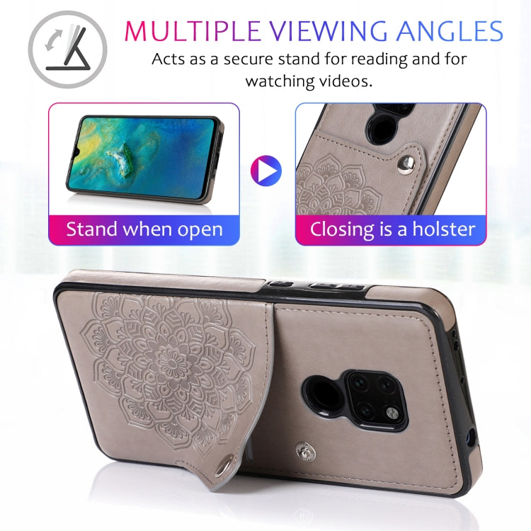 For Huawei Mate 20 Embossed Pattern PU + TPU Protective Case with Holder & Wallet & Card Slots
